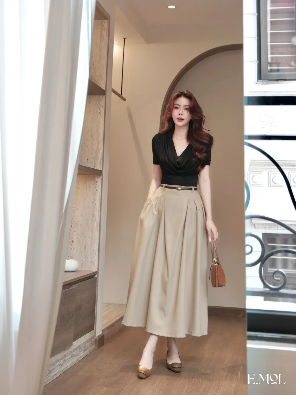 Pleated Pleated Skirt with Belt — original E.MOL photograph 1