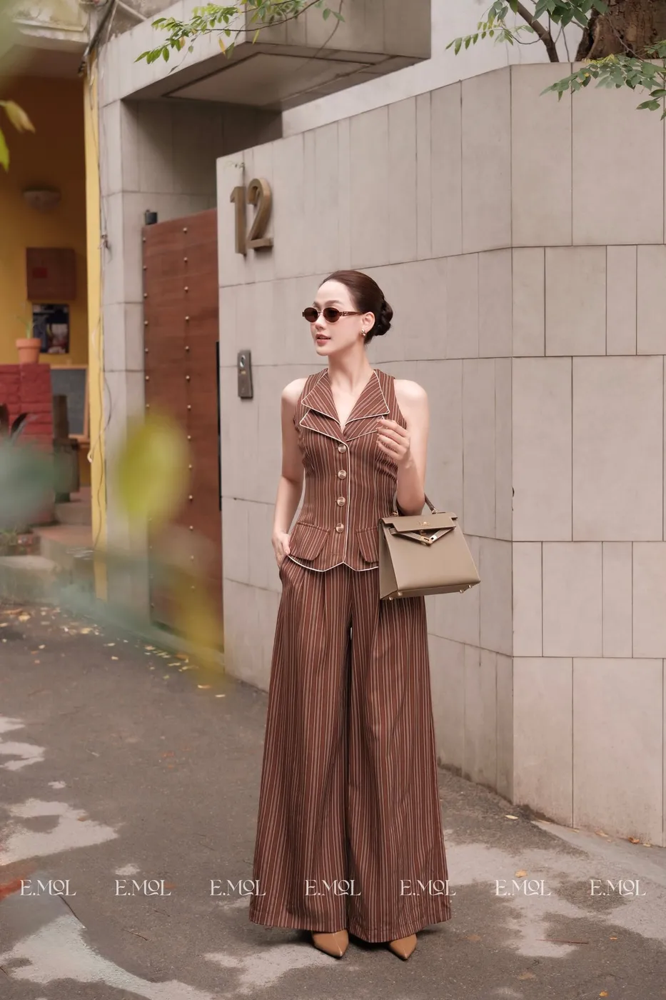 Set Of 2-Collar Striped Vest and Wide-Leg Pants — original E.MOL photograph 1