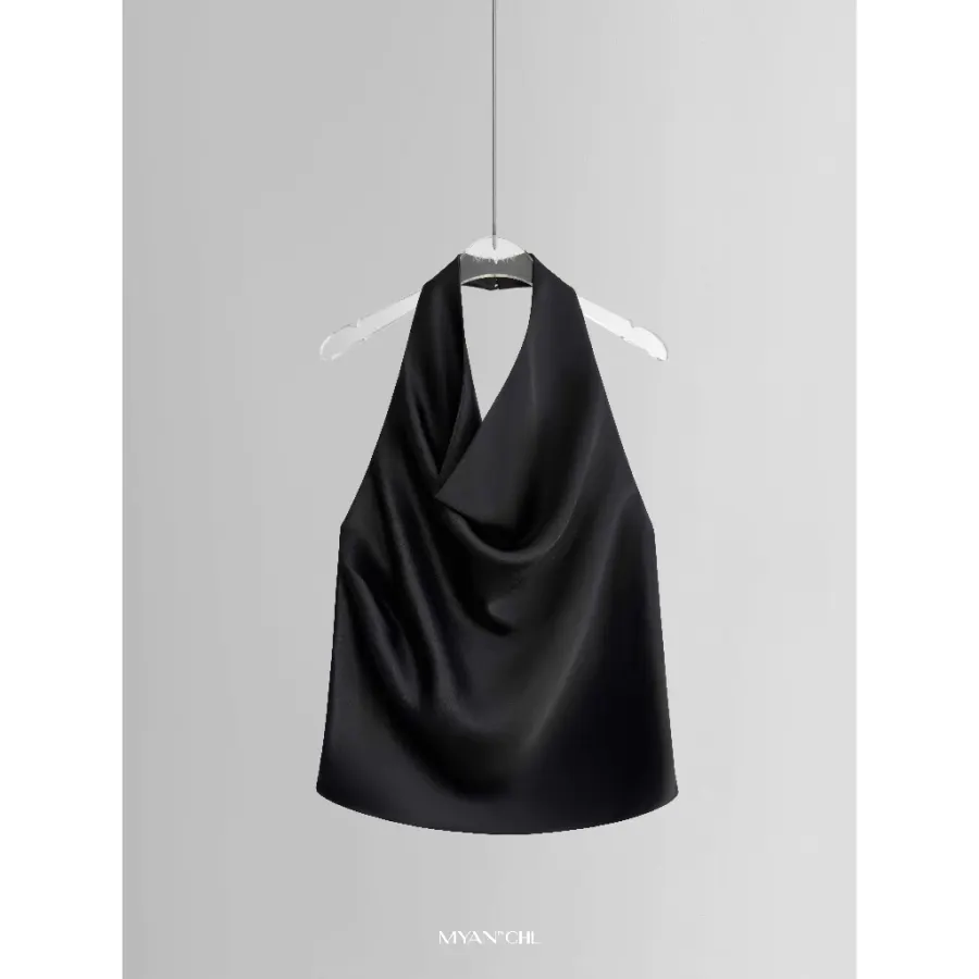 Collared Tafta Shirt in Black