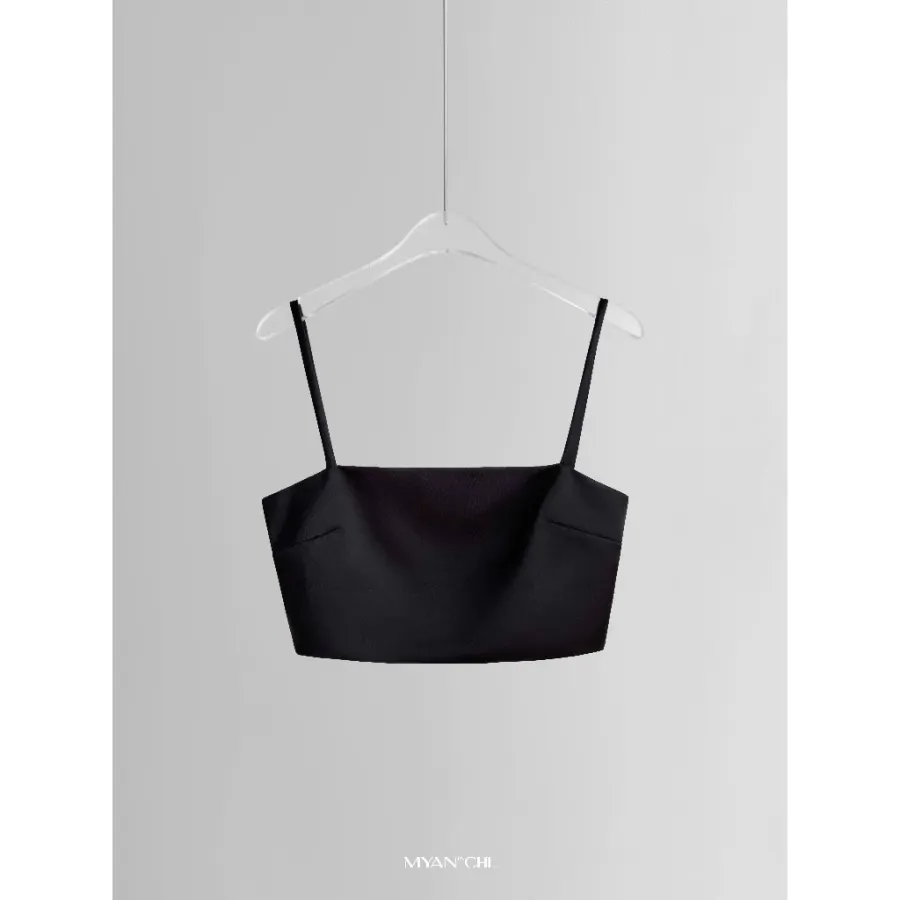 Short 2-Strap Tafta Shirt in Black
