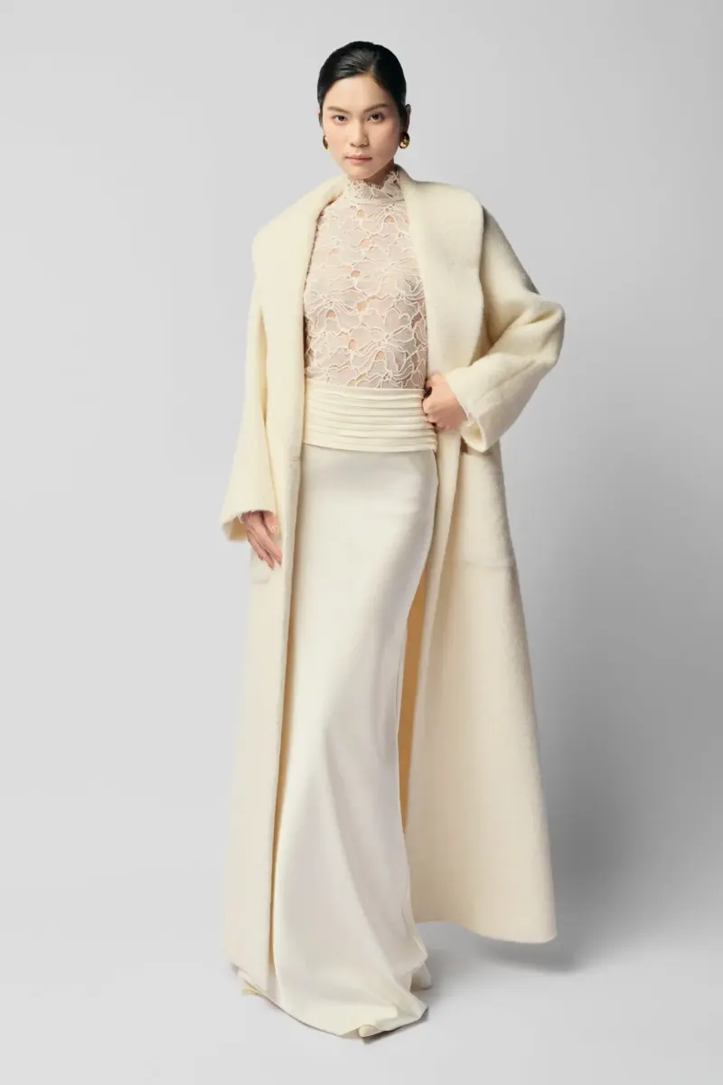 Ruched Waist Column Skirt in White — original WHITE ANT photograph