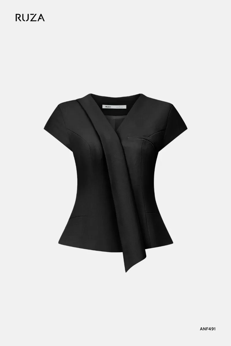 Basic Short Sleeve Shirt · ANF491 in Black