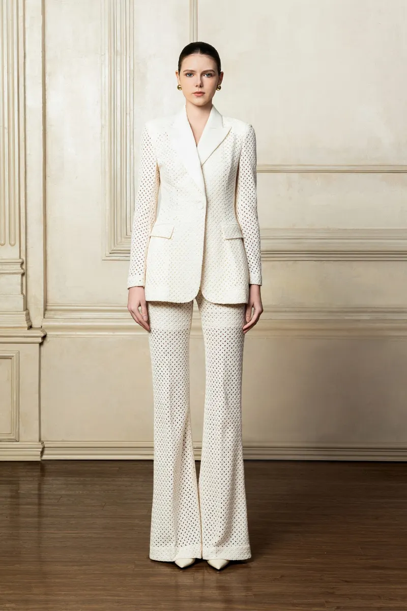 Clef Notched Blazer in Beige — original WHITE ANT photograph