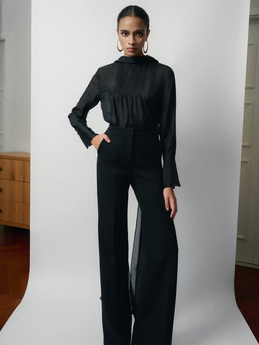 Mora Backless Draped Blouse in Black