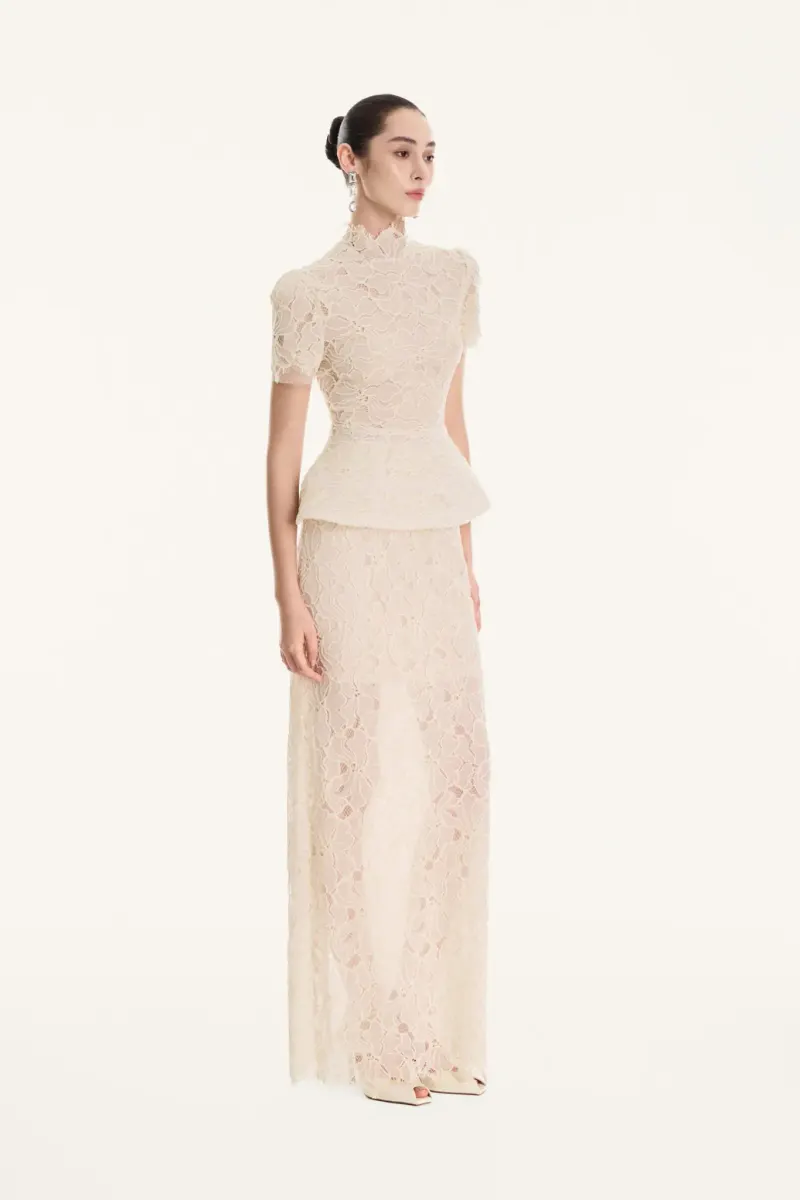 Maeve Floral Lace Skirt in Cream — original WHITE ANT photograph