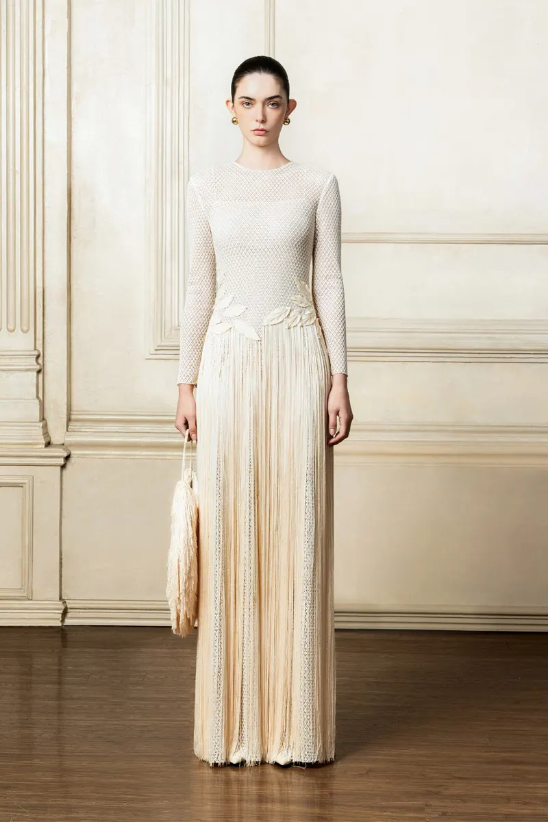 Larissa Long Dress in Beige — original WHITE ANT photograph
