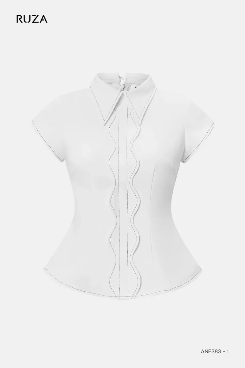 Basic Short Sleeve Shirt · ANF383 in White