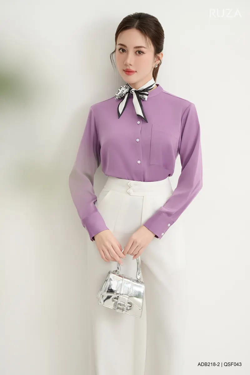 Basic Long Sleeve Shirt in Purple