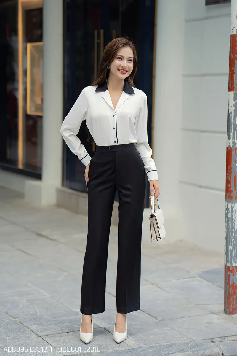 Classic Straight-Leg Trousers - Black - Cool Silk - Qdc001.L2312 — original RUZA photograph 1