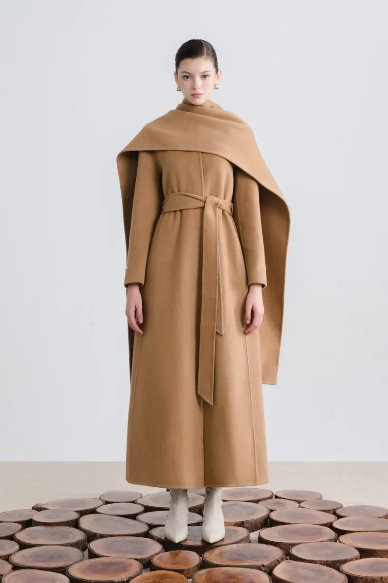 Miah Cashmere Long Coat in Brown — original WHITE ANT photograph
