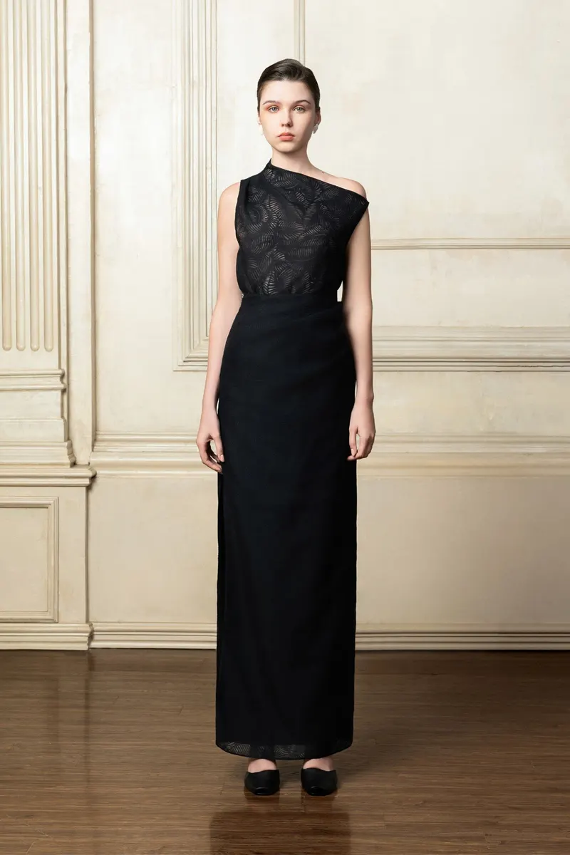 Alethea Asymmekic Skirt in Black — original WHITE ANT photograph