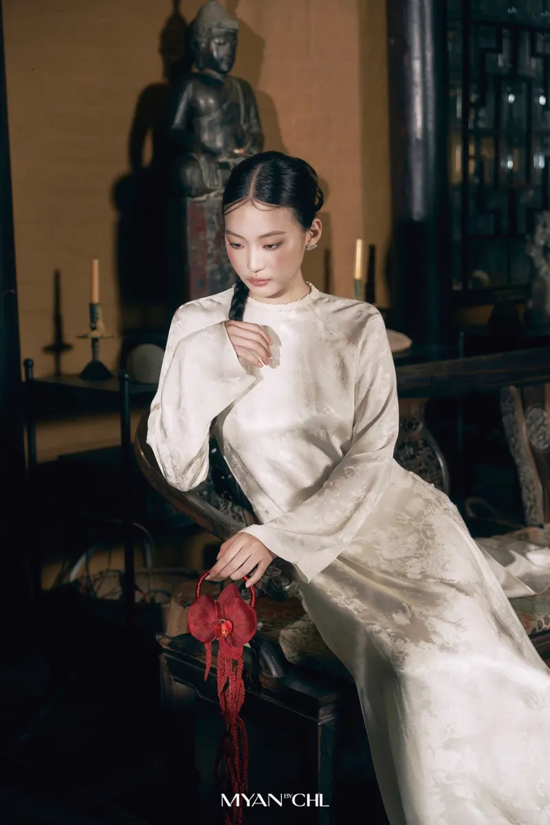 Ivory Silk Heritage Dress in White