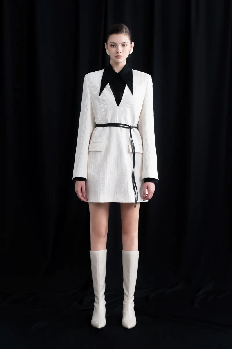 Matt V-Neckline Dress in White — original WHITE ANT photograph