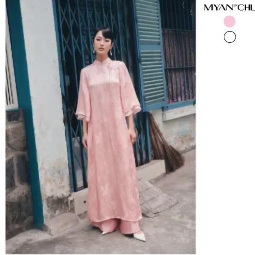 Relaxed Contrast-Silk Ao Dai in White
