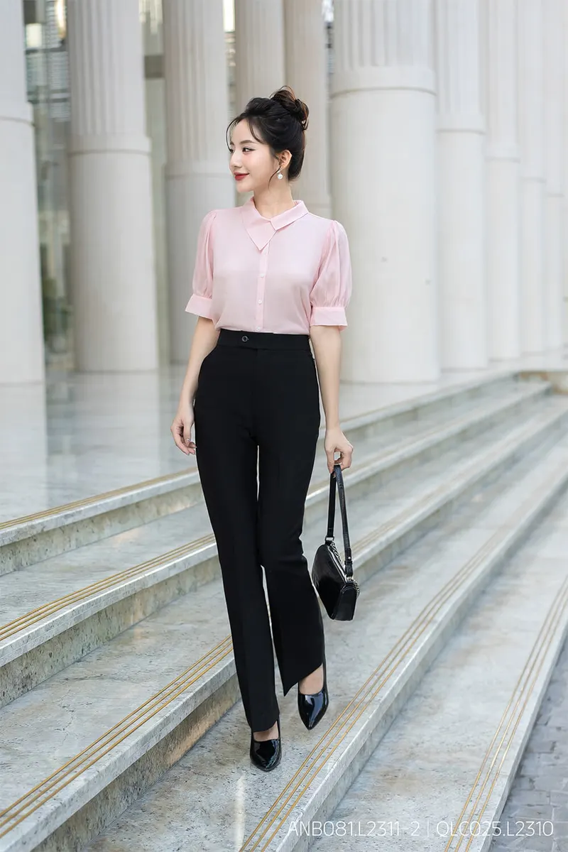 Classic Flared Trousers - Black - Cool Silk — original RUZA photograph 1