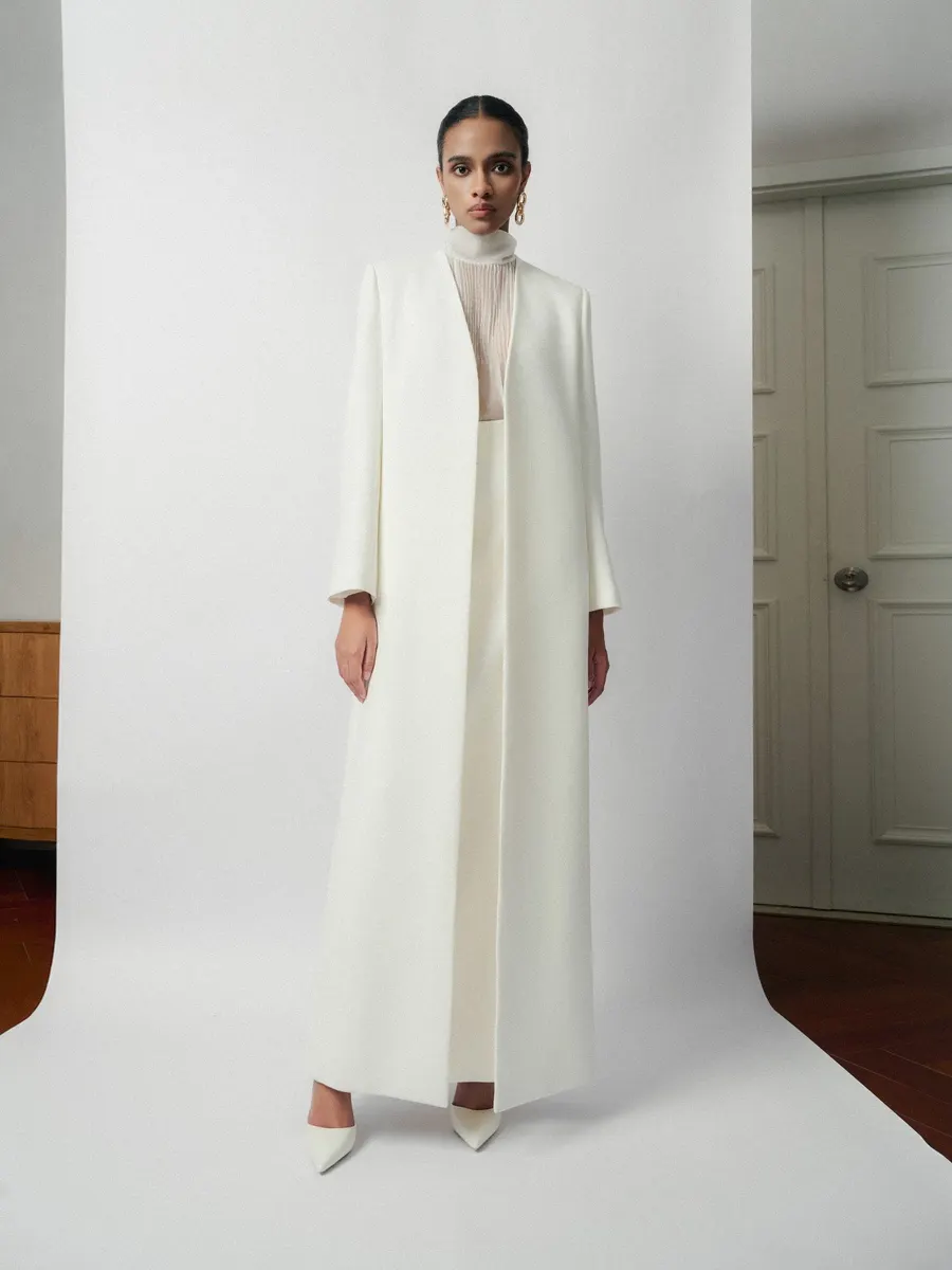 Piana Long White Coat in White — original WHITE ANT photograph