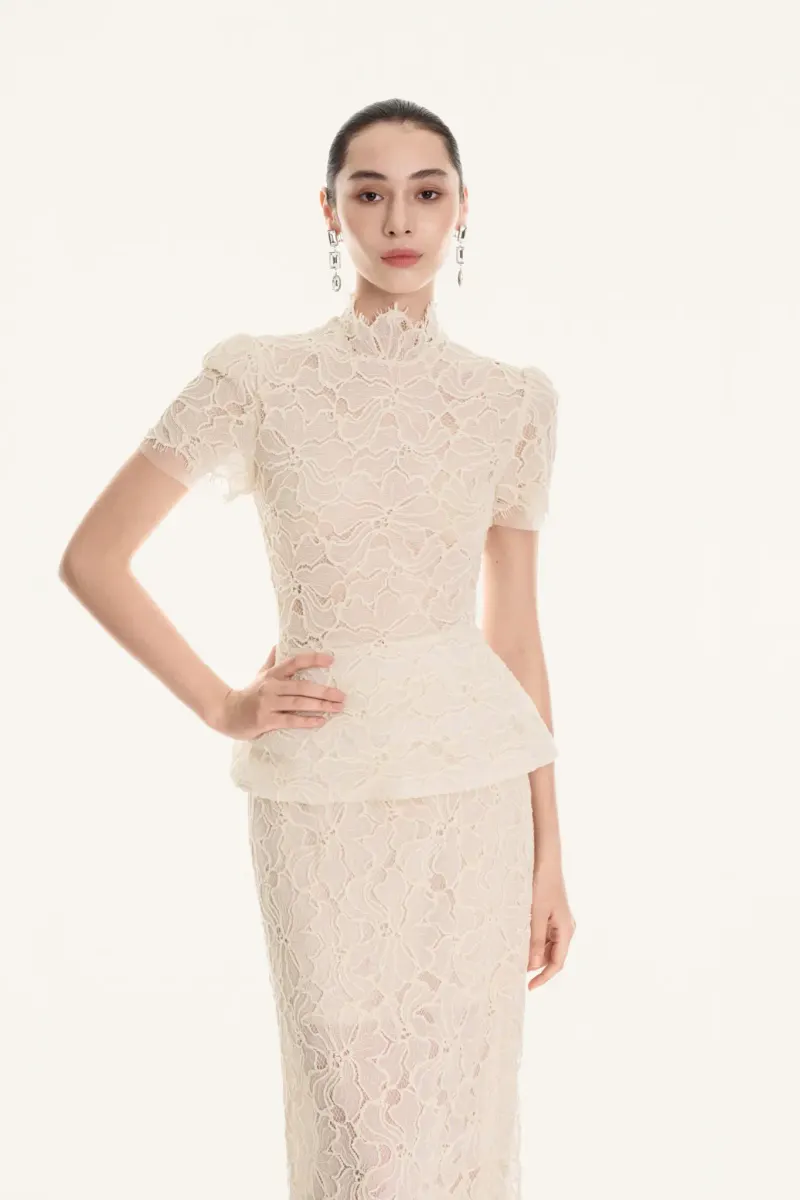 Lizzie Lace Peplum Top in Cream — original WHITE ANT photograph