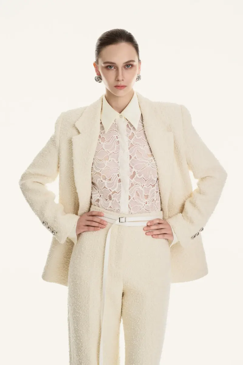 Stella Wool-Blend Tweed Jacket in Beige — original WHITE ANT photograph