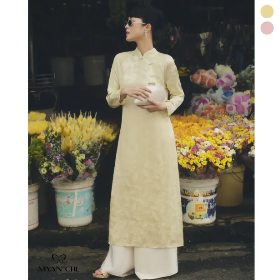 Diep Vi and An Vi Brocade-Silk Ao Dai in Pink