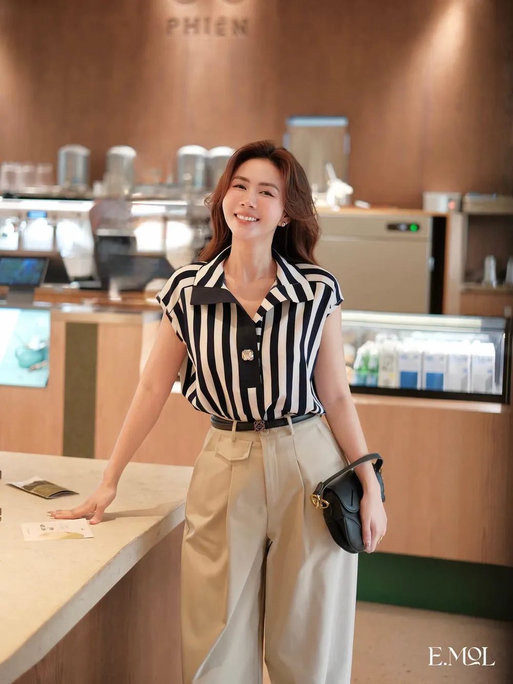 Striped Shirt with Smooth Metal Buttons — original E.MOL photograph 1