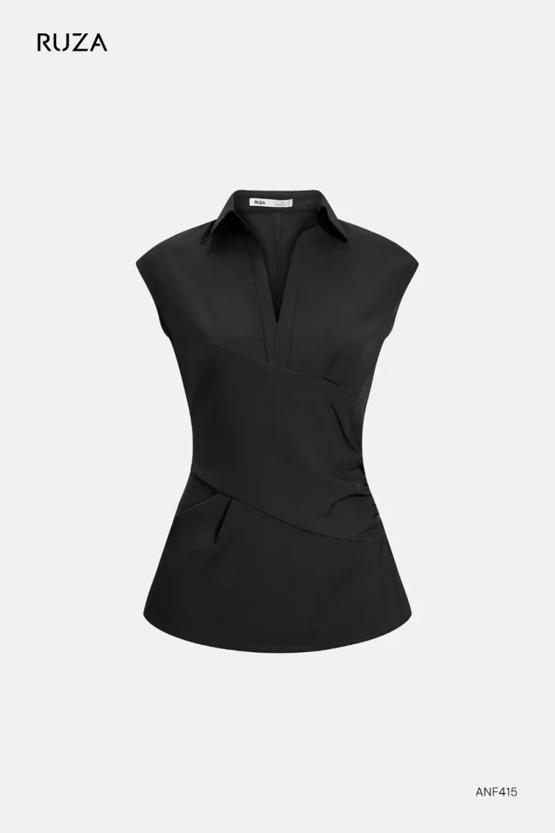 Basic Short Sleeve Shirt · ANF415 in Black
