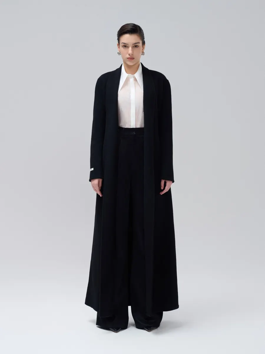 Andrea Cashmere Long Coat in Black — original WHITE ANT photograph