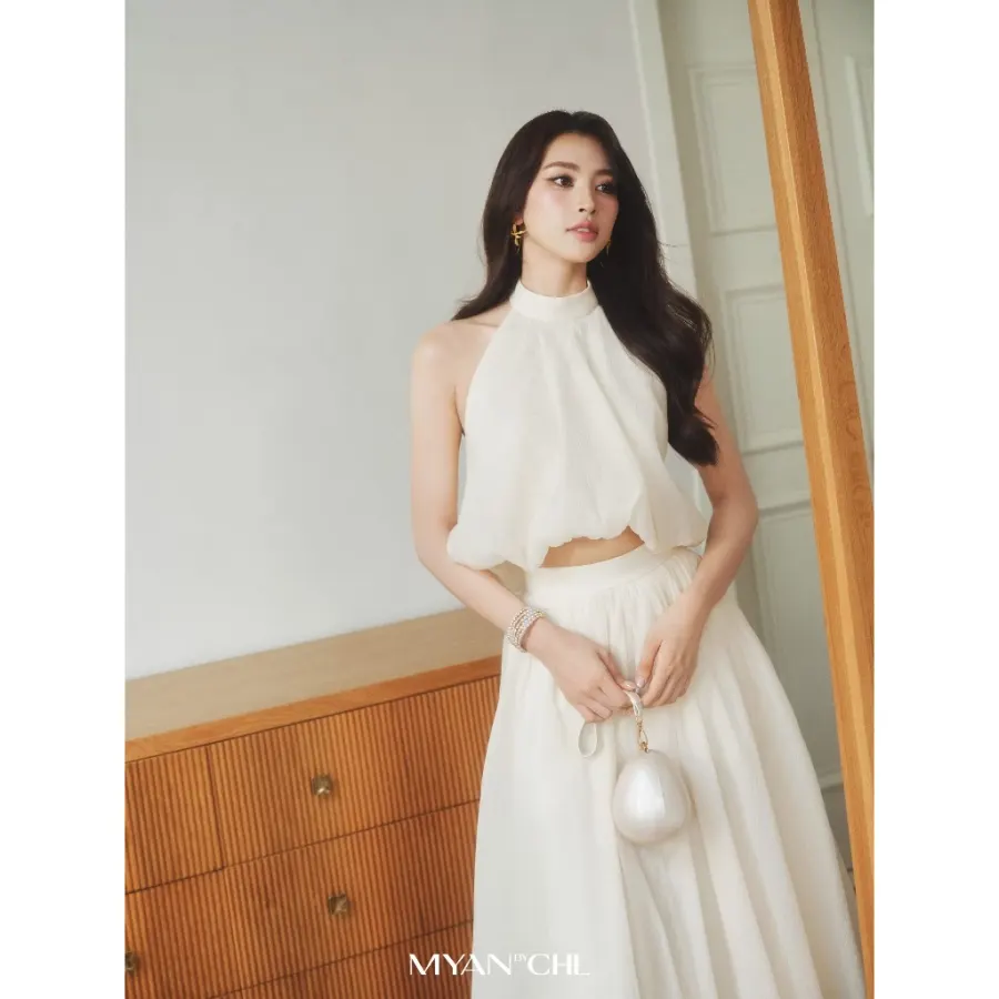 Voluminous Halter Top in Cream
