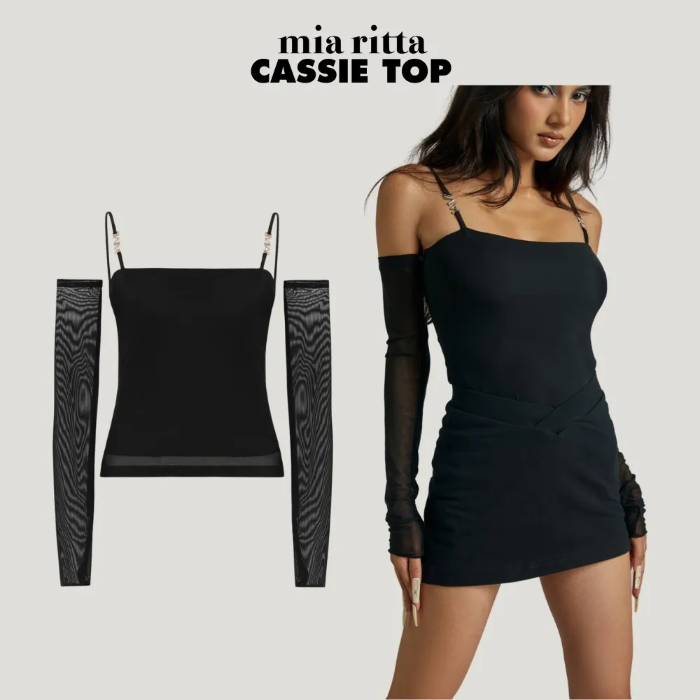 Cassie Top 2-Layer Mesh Shirt A2131 2-Layer Stretch Cut-Out Mesh Shirt with Detachable Sleeves — original MIARITTA photograph 1