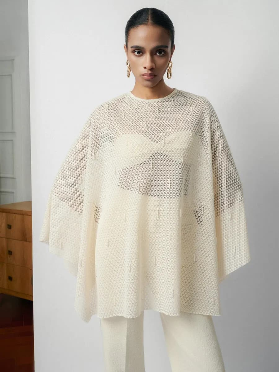 Oran Emb Lace Cape in Cream White — original WHITE ANT photograph
