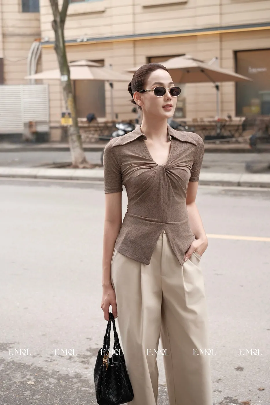 T-Shirt with Twisted Collar and Chest — original E.MOL photograph 1