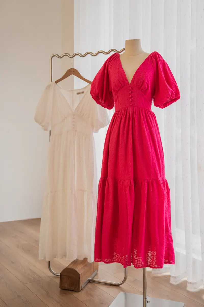 V-Neck Long-Sleeve Midi Dress — original MYAN by CHL photograph 1