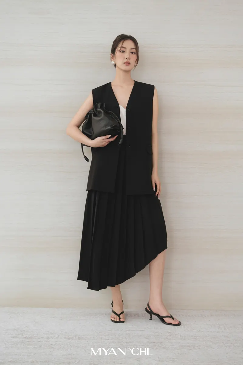 Asymmetric Pleated Flared Skirt — original MYAN by CHL photograph 1