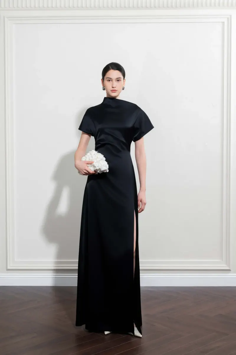Ava Asymmetrical Dress in Black — original WHITE ANT photograph