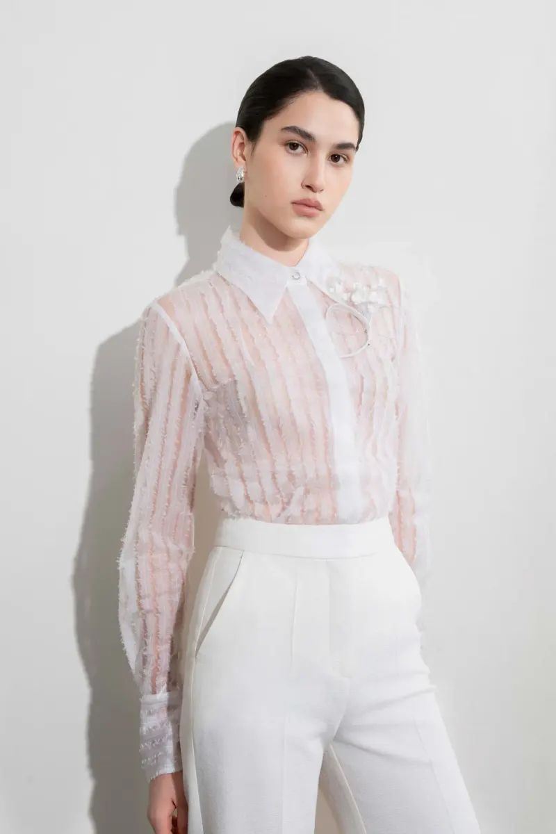 Serpentine Stripe Blouse in White