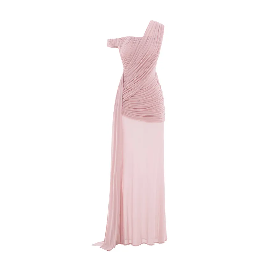 Side-Gathered Mesh Dress — original MOLLYNISTA photograph 1