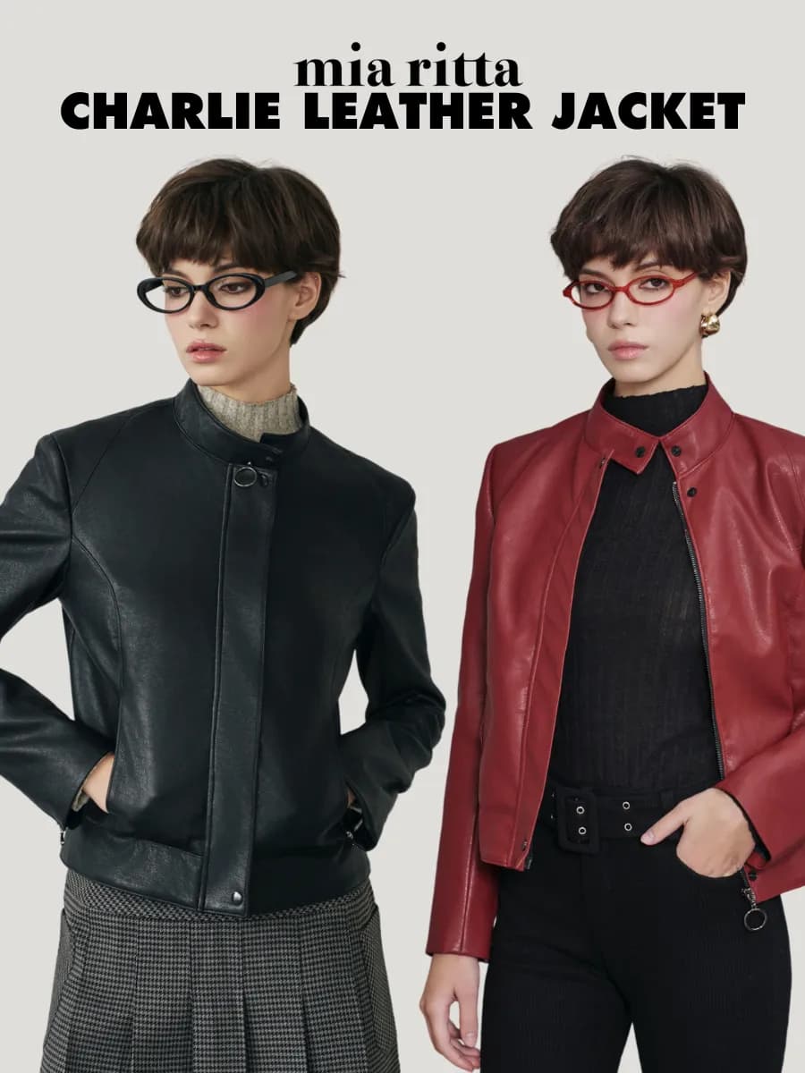 Charlie Leather Jacket A2186 - Half-Length Zipper Leather Jacket — original MIARITTA photograph 1