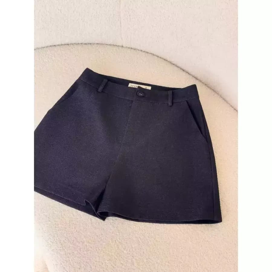 Faux-Denim Mini Shorts in Blue