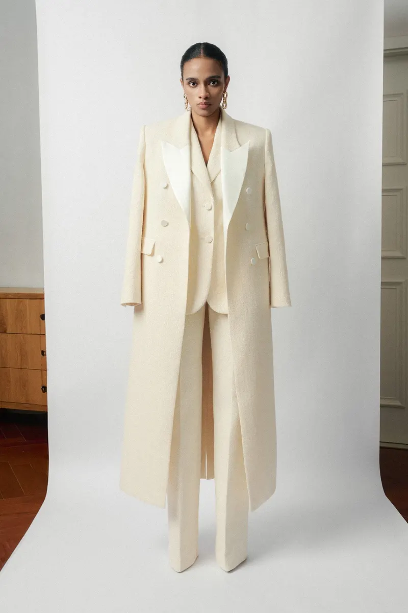 Rohde Double- Breasted Coat in Cream White — original WHITE ANT photograph
