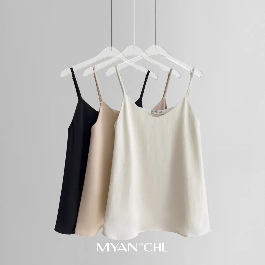 Two-Strap Silk Shirt With Heart Collar in Black