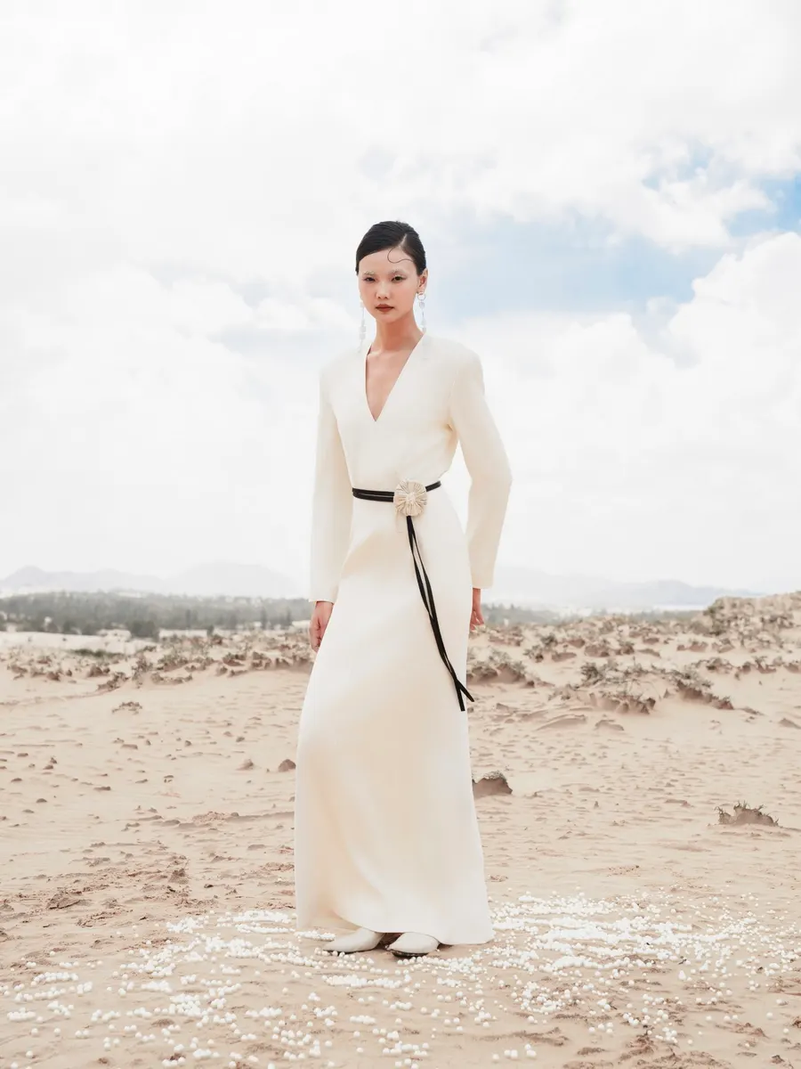 Sandro Long Dress in White — original WHITE ANT photograph