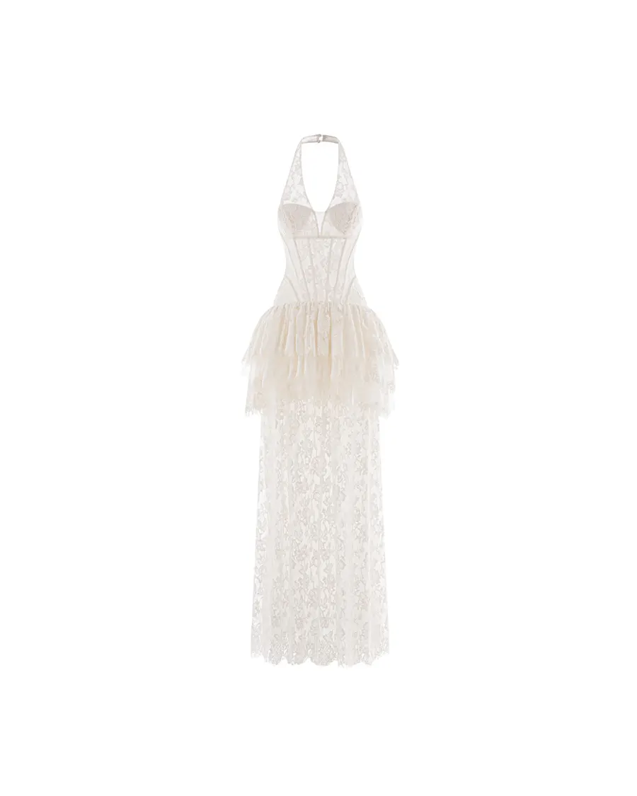 Celestine Lace Peplum Gown (Pre-Order 14 Days) — original MOLLYNISTA photograph 1