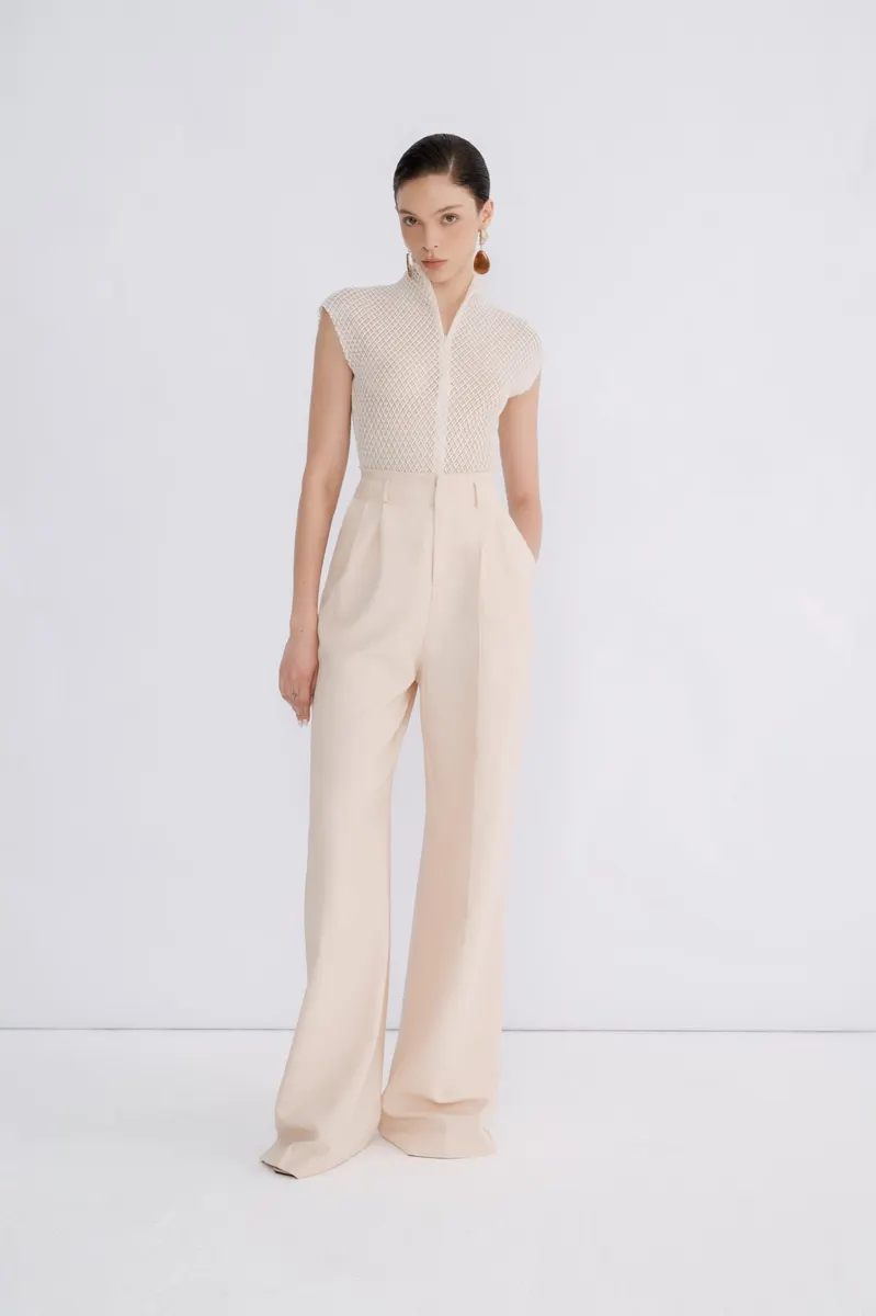 Leon Wide Leg Pants in Pink Cream — original WHITE ANT photograph