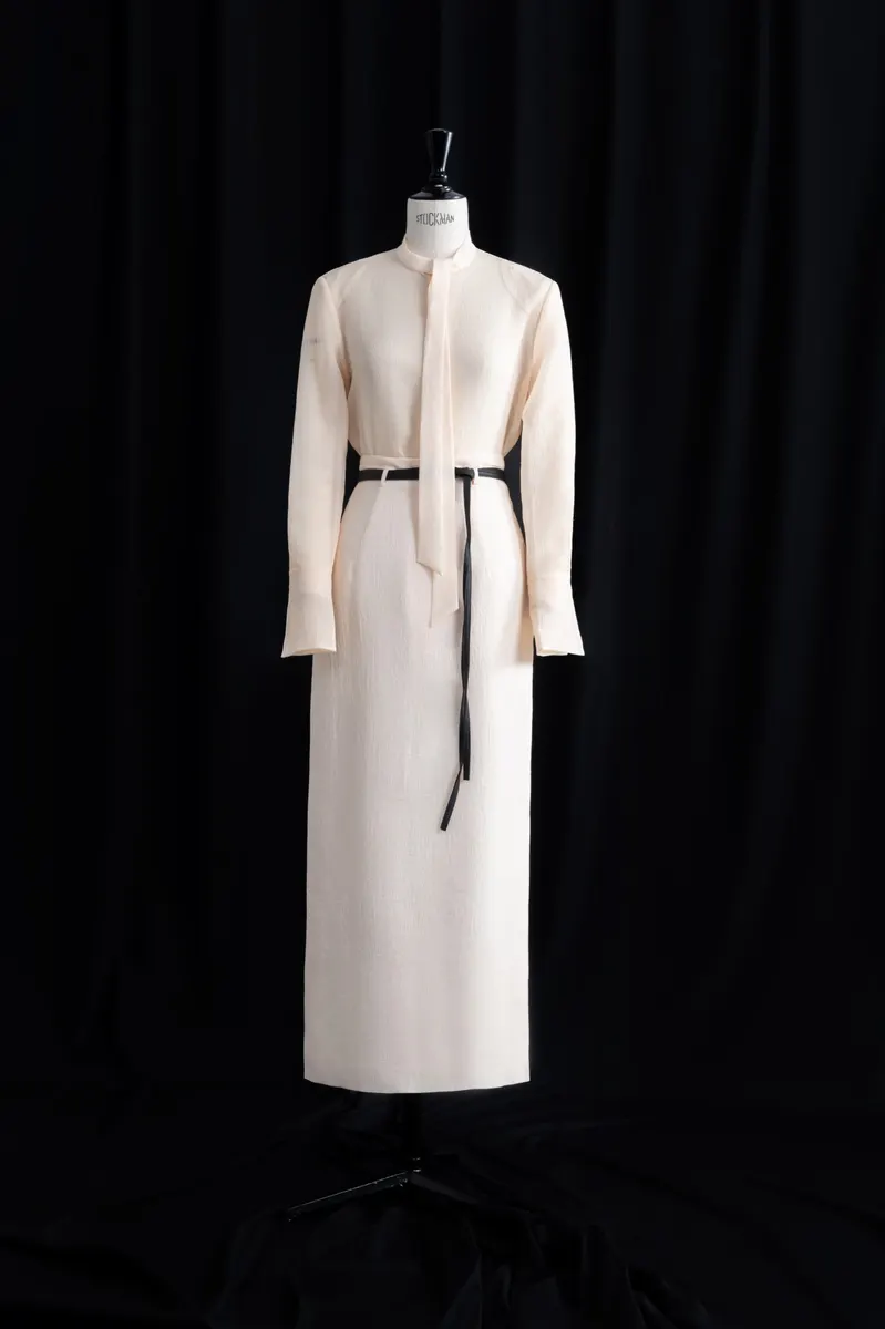 Tove Tie-Detailed Blouse in Beige — original WHITE ANT photograph