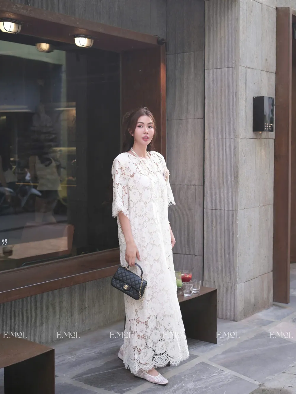 Long Floral Lace Dress (with Bust Flower) — original E.MOL photograph 1