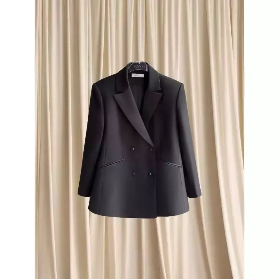 Double-Breasted Vest with Slant Pockets in Black
