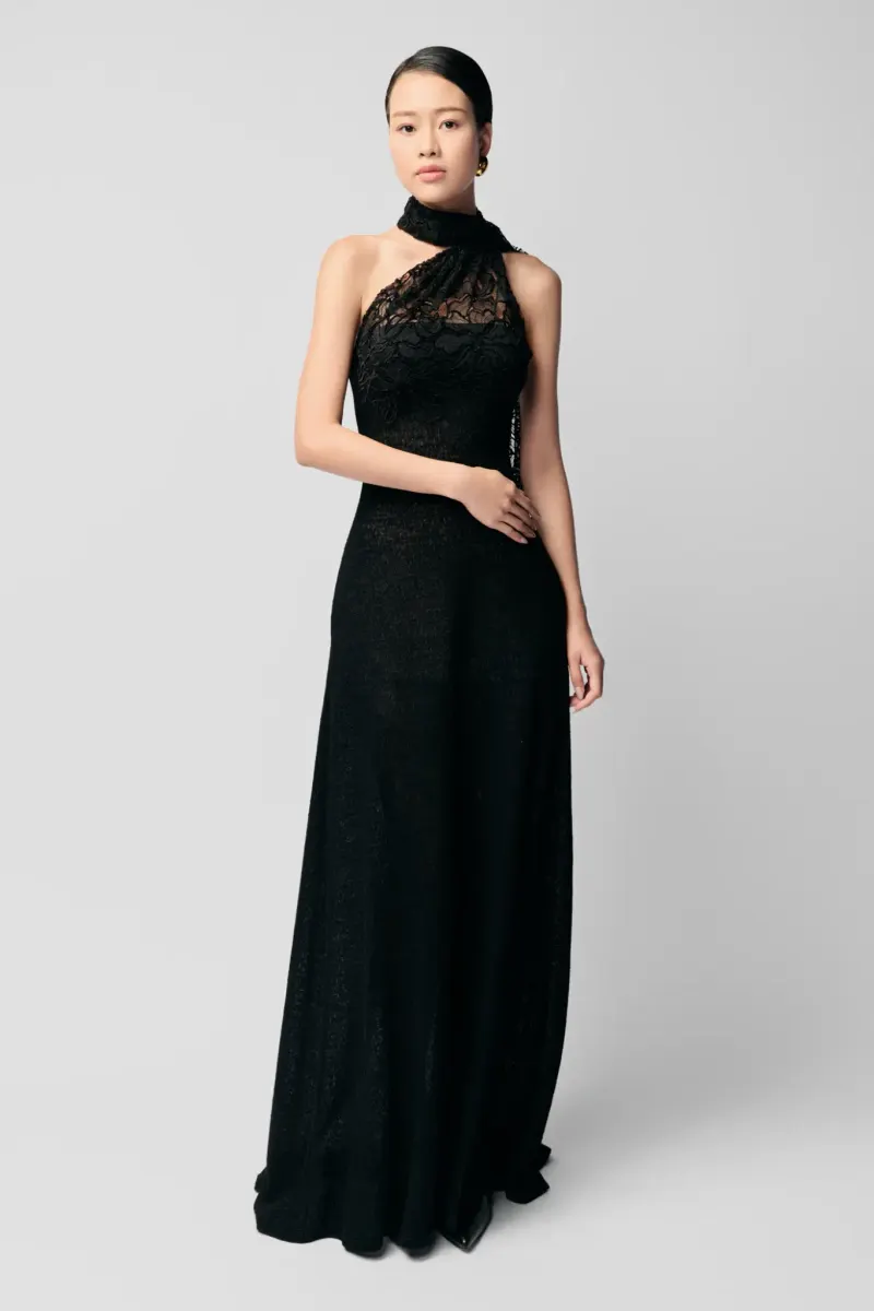 Corinne Elegant Lace Dress in Black — original WHITE ANT photograph