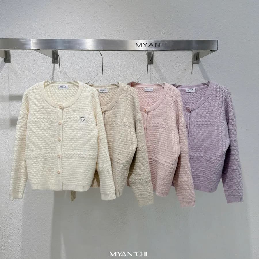 Butterfly-Embroidered Crew-Neck Sweater in Pink