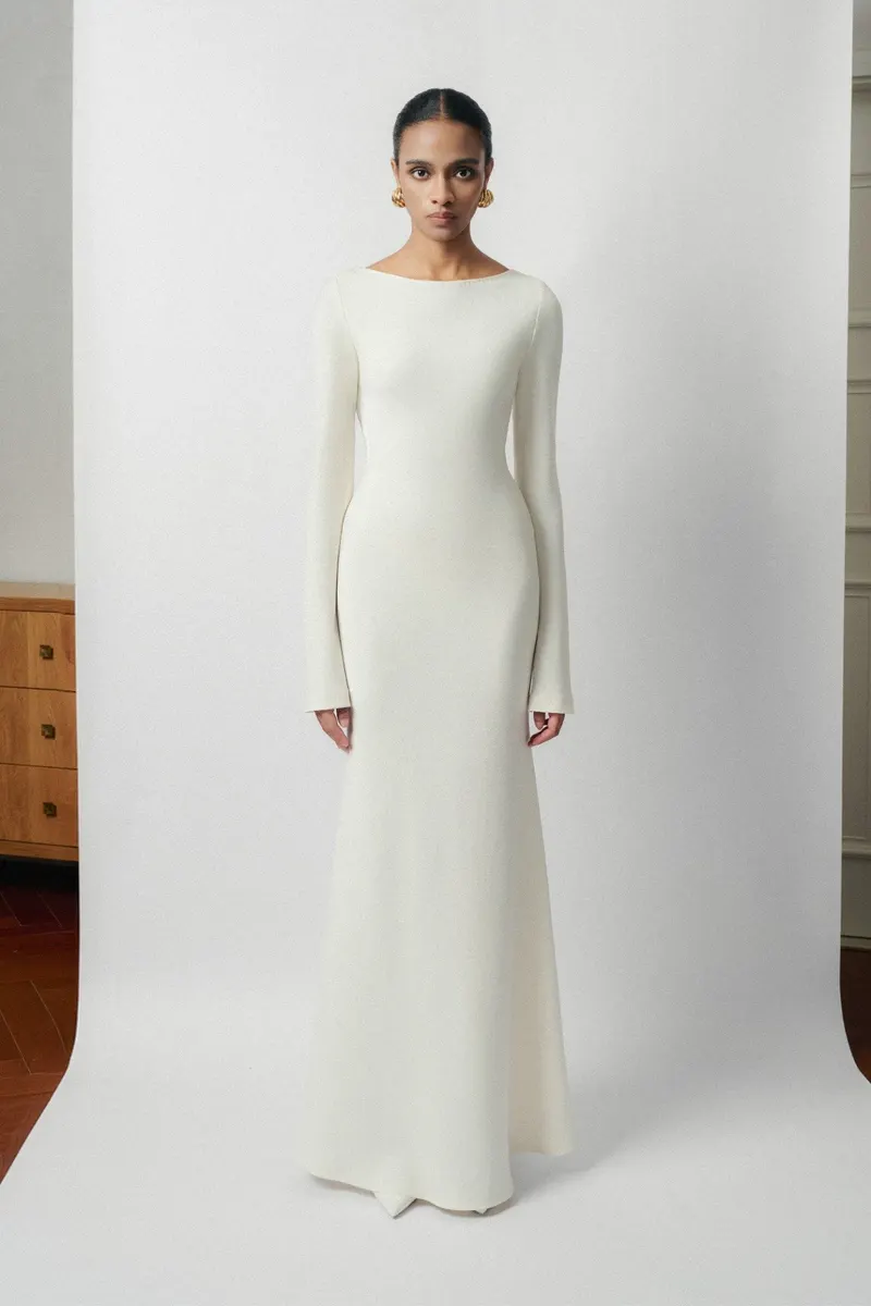 Mollya Backless Draped White Dress in White — original WHITE ANT photograph