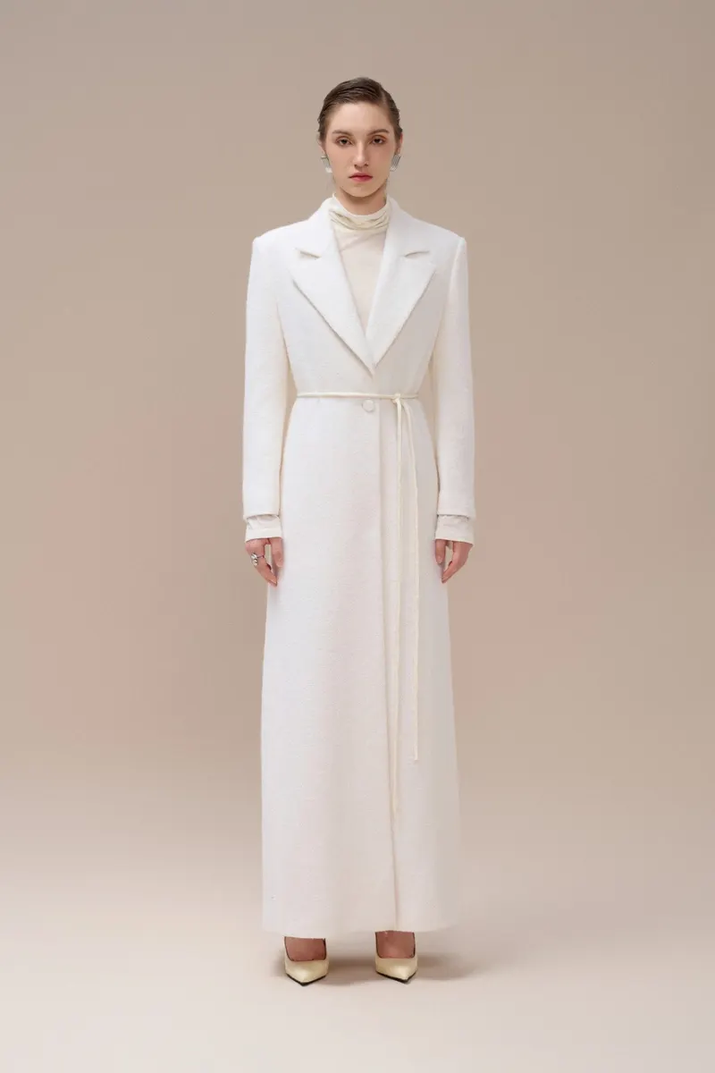 Gwen Length Coat in White — original WHITE ANT photograph