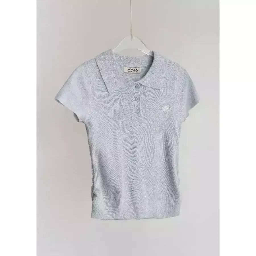 Ruched-Side Polo Shirt in Blue